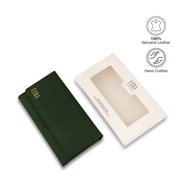 Women's Golden Red Long Leather Clutch