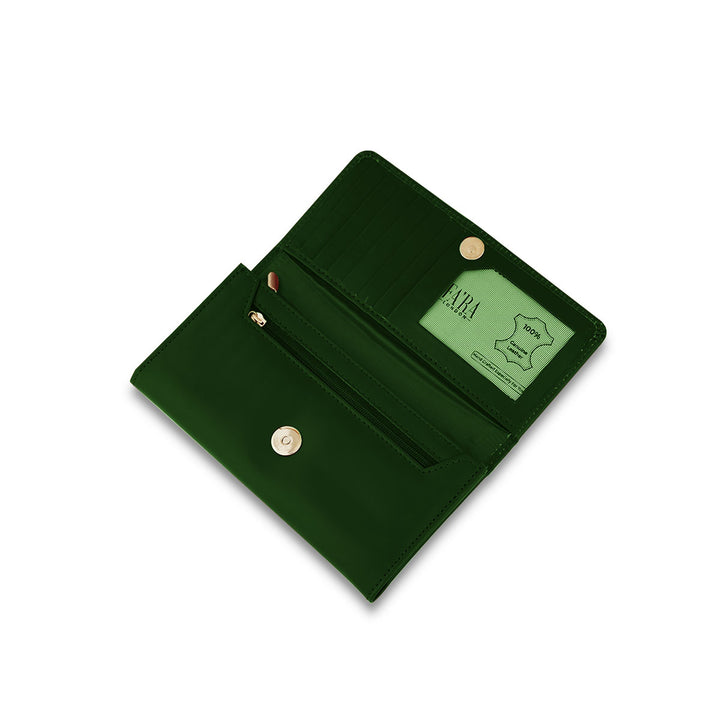 Women's Golden Red Long Leather Clutch